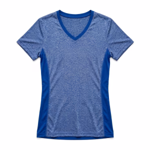 Blue Marl V Neck T Shirt Front View