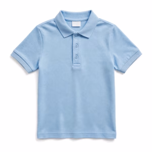 Boys Light Blue School Uniform Pique Polo Shirt Front View
