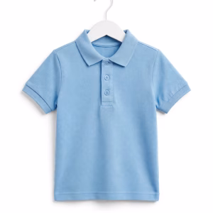 Boys light blue school uniform polo shirt front view