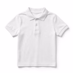 Boys white school uniform polo shirt laid flat