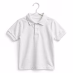 Boys white school uniform polo shirt front view