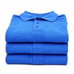 Employee Uniform Polo Shirt Supplier Bright Blue Folded Stack