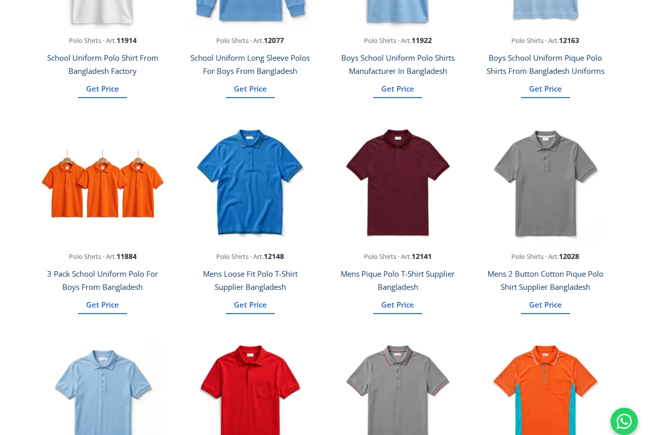 Product cards with the Get Price button under each product name