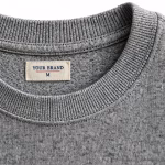 Ladies Grey Marl Crew Neck T Shirt Collar Close Up