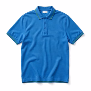Mens Blue Loose Fit Polo Shirt Front View