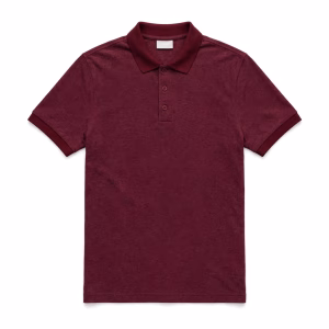Mens Burgundy Marl Pique Polo Shirt Front View