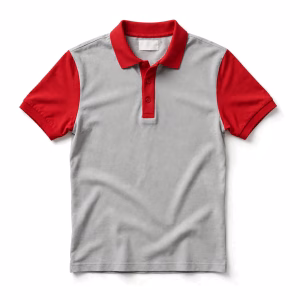 Mens Grey Red Two Tone Uniform Polo Shirt Front View