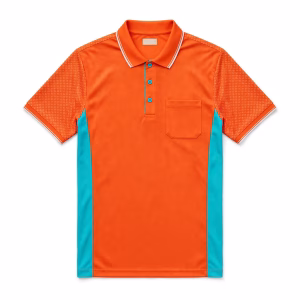 Mens Orange Panel Hi Vis Polo Shirt Front View