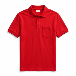 Mens red regular fit polo shirt front view