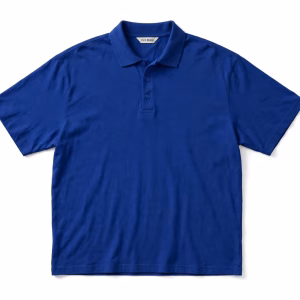 Mens royal blue jersey polo shirt front view