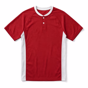 Red Button Baseball Jersey Front View