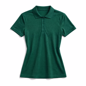 Womens emerald green sports polo shirt front view