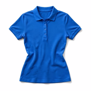 Womens royal blue employee polo shirt front view
